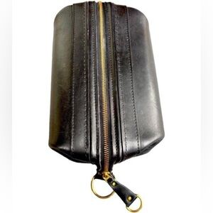 BOSCA Old Leather Black Leather Men’s UTILI-KIT Travel Kit Shaving Kit